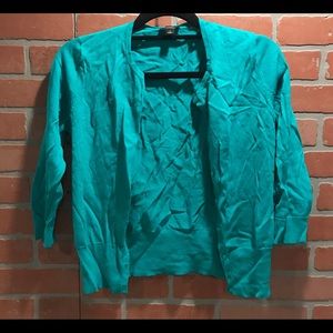 Ann Taylor Cardigan Three Quarter Sleeve Teal Turquoise size Small